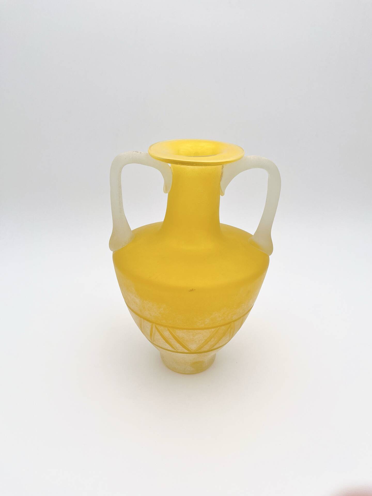 Vase Amphore Murano Scavo Jaune Safran Taillé  Cenedese