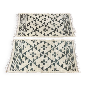 Paire de tapis marocains en laine fait main - 1m18x60cm.