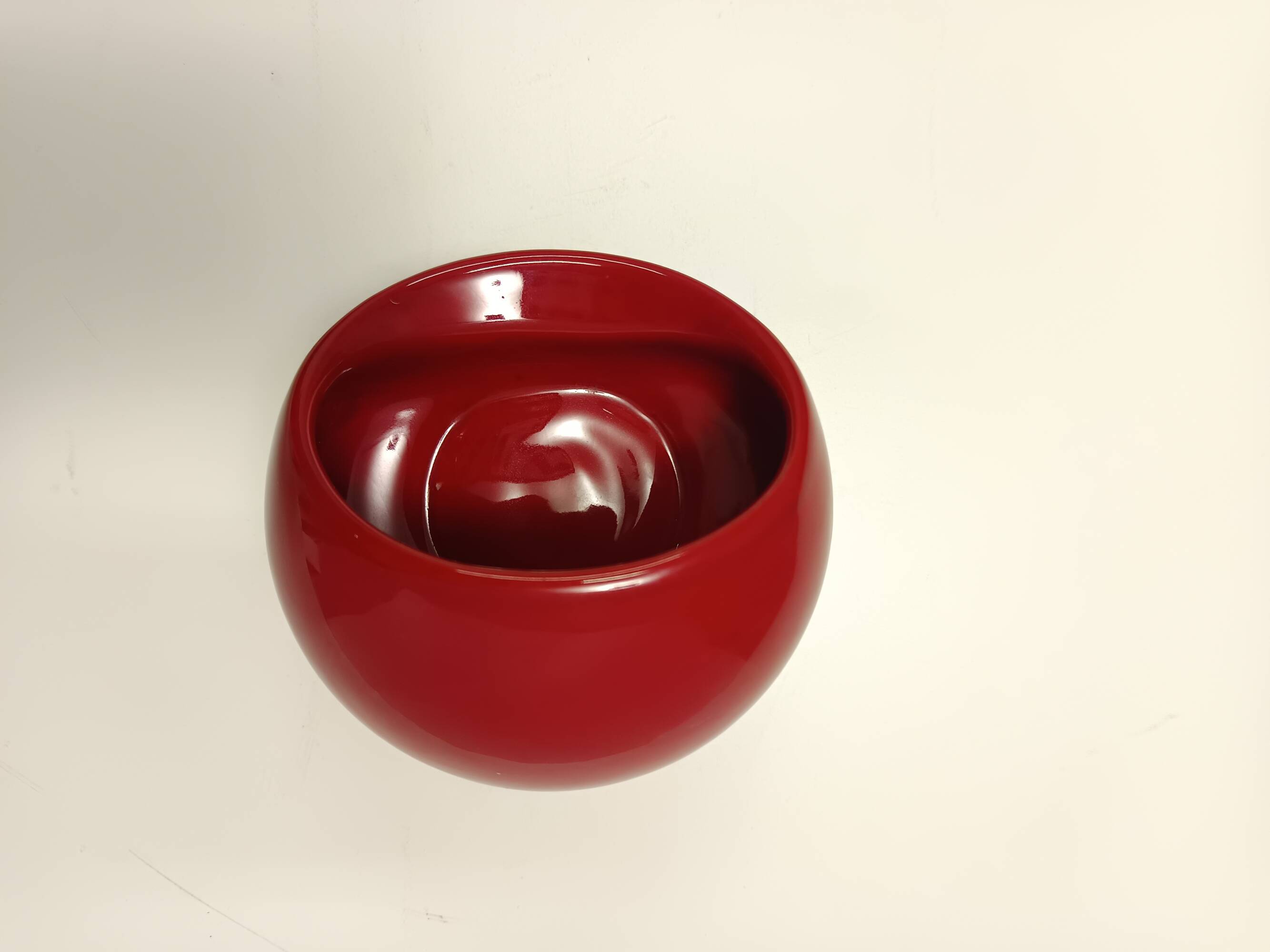 Vintage Spheric Red Glazed Ceramic Ashtray by Gabbianelli, Italy