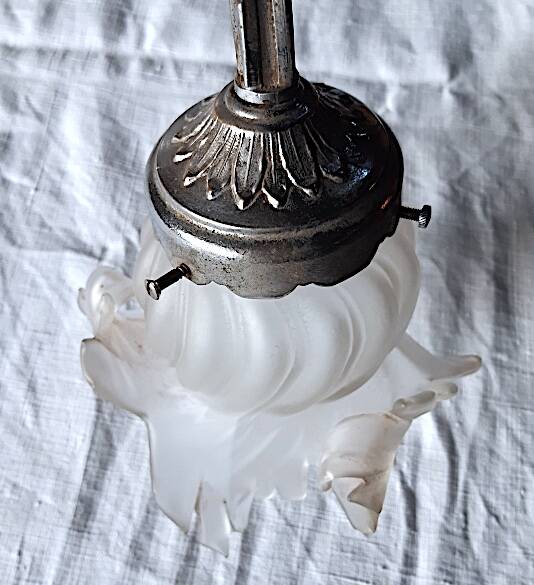 large chandelier 1900 in silvered metal