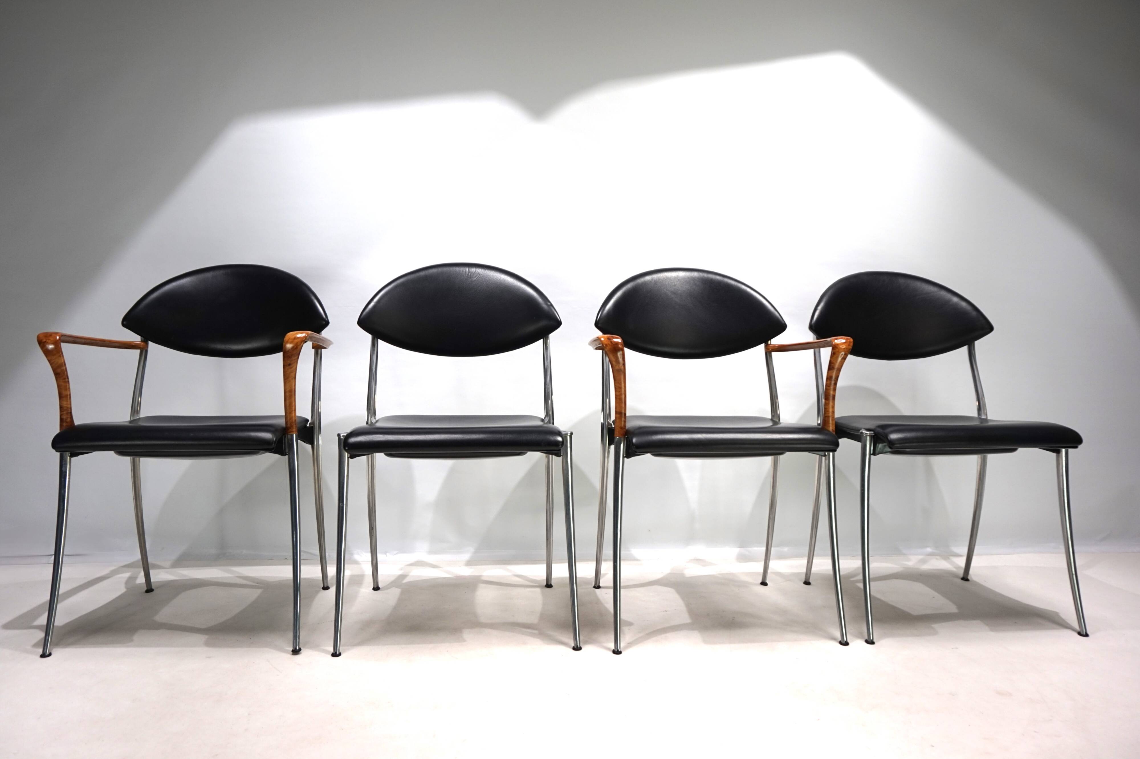 Set of four Coro dining chairs by Luigi Origlia, 1980