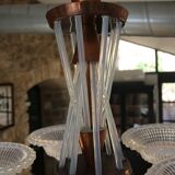 Art Deco lustre, opalescent glass, Ezan & Petitot, signed.