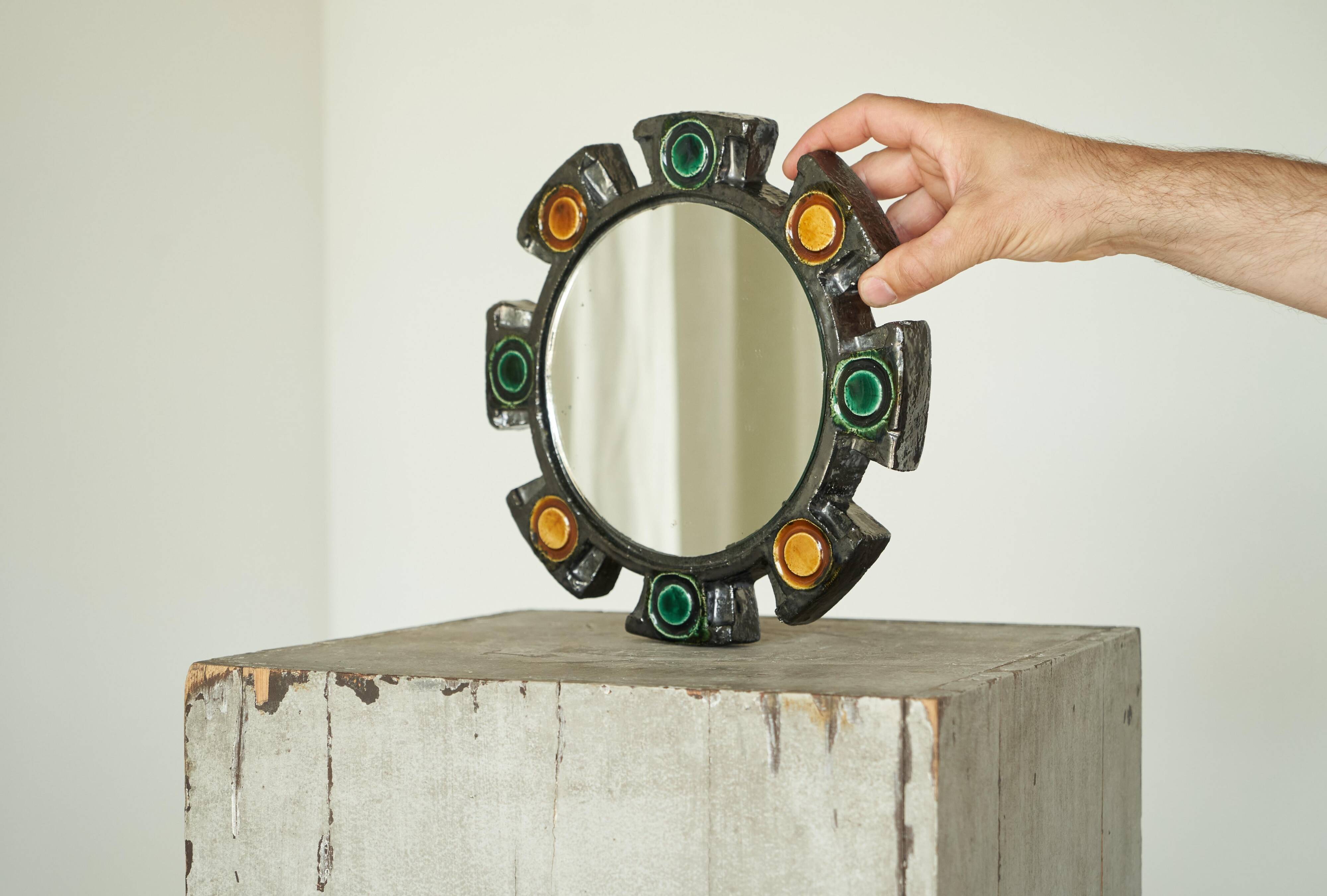 Atelier Berlemont Ceramic Wall Mirror 1960s