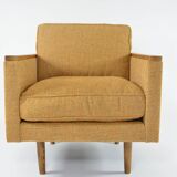 Fauteuil carré jaune chiné