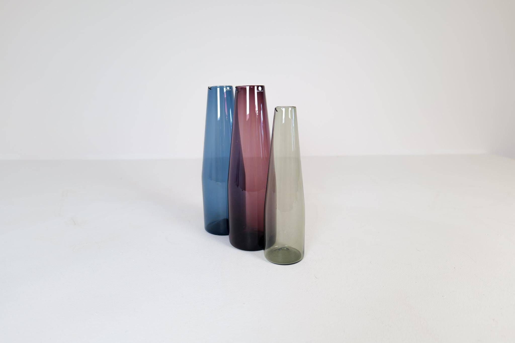 Midcentury Collection of 3 Bird Carafes by Iittala, Timo Sarpaneva, Finland, 1950s