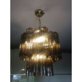 Murano style glass chandelier in Fume'Color, set of 2 or a pair of chandeliers
