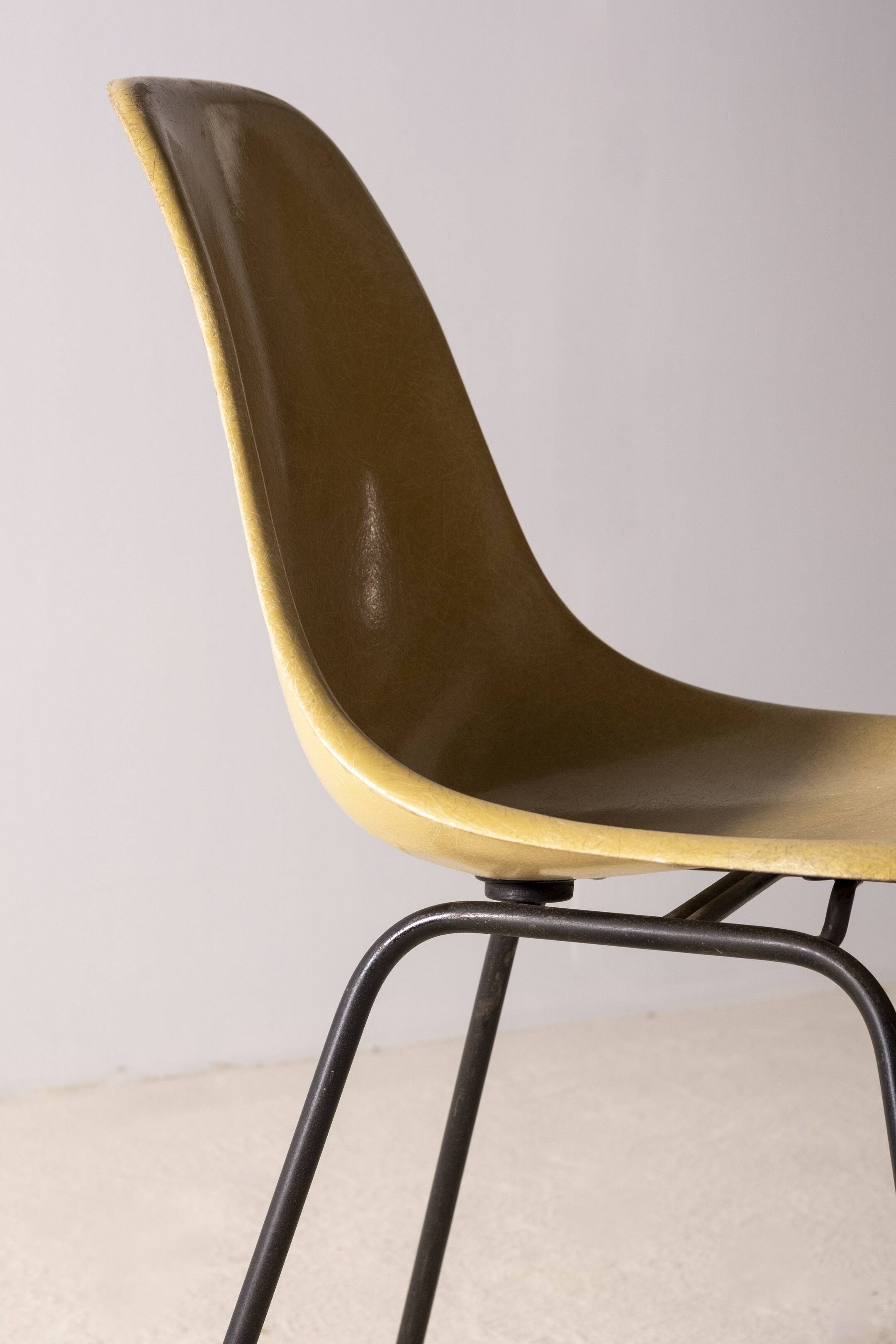 Eames Ocher Side Chair on H Base, Herman Miller 1960s