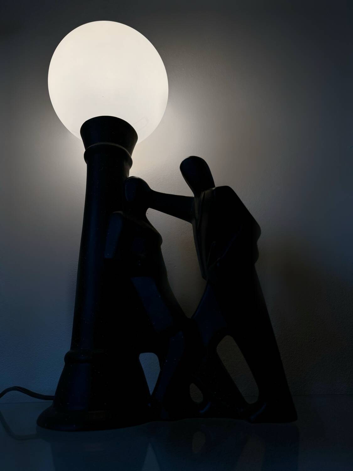 Figurative ceramic and opaline lamp from the 70s