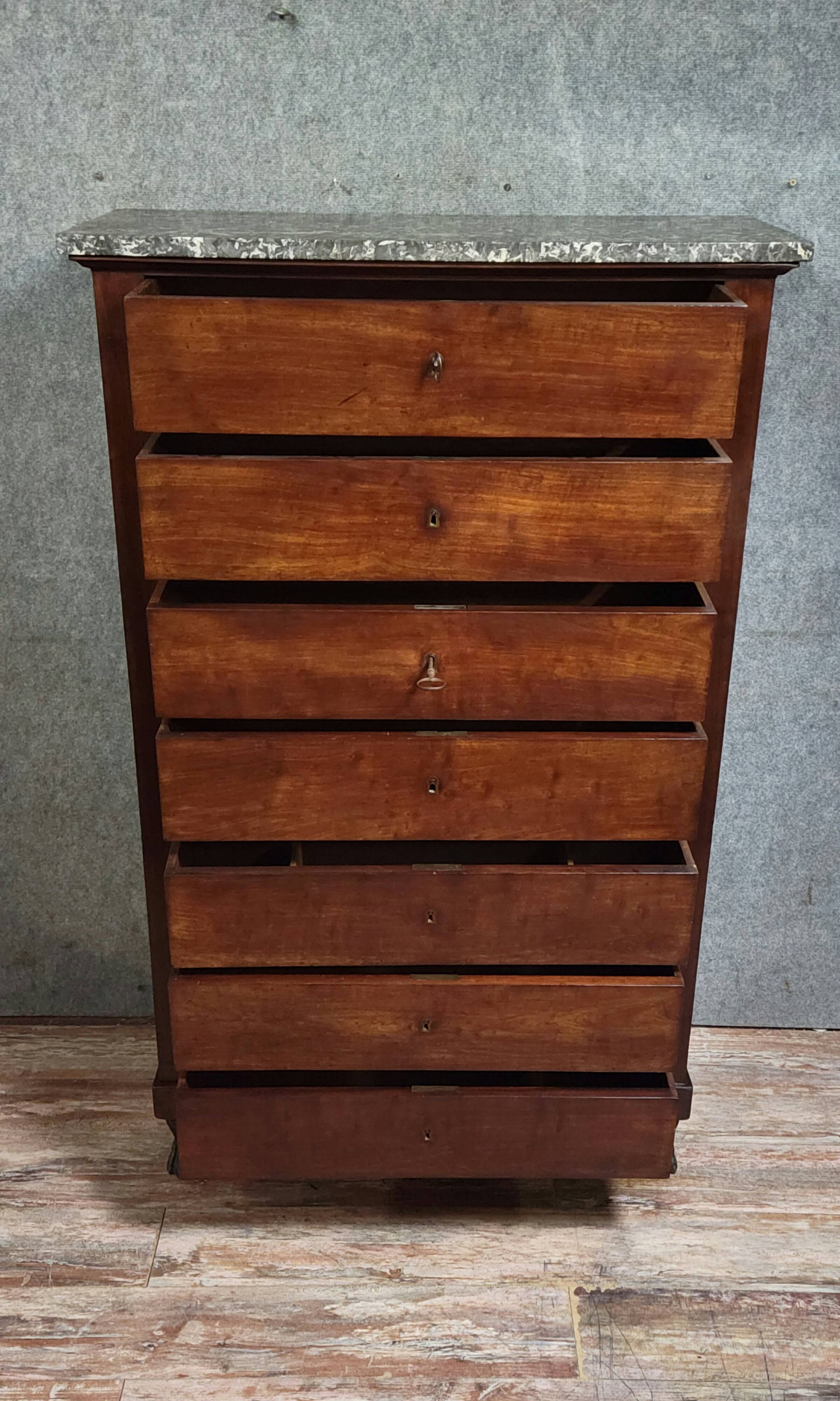 Six-drawer chest of drawers or chiffonnier, Empire / Restoration period