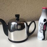 Guy Degrenne salam calorifuge teapot 4 ceramic cups - vintage chrome 70