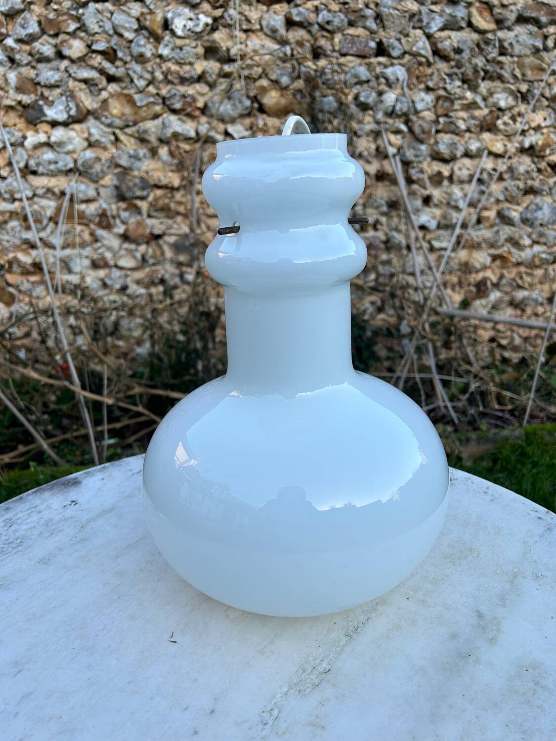 Vintage 1970s opaline glass pendant light