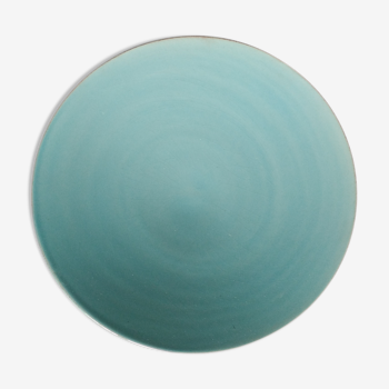 7 flat blue plates