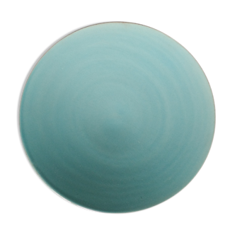 7 flat blue plates