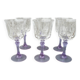 set of 6 purple stemmed crystal wine glasses