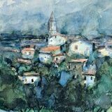 Double-sided Impressionist painting: watercolour + signed gouache