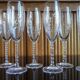 Lot 8 flûtes à champagne cristal taillé pied torsadé epis cristal d'arques