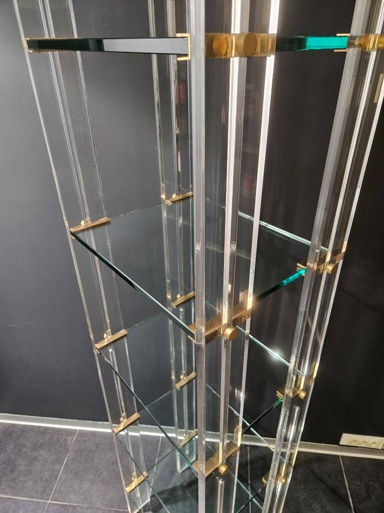 Designer shelf 70 in plexi glass and brass