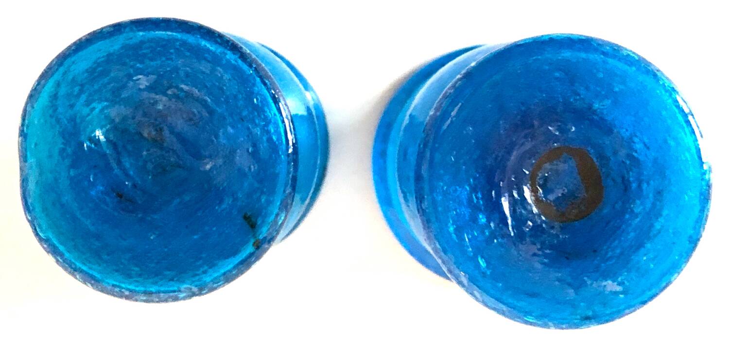 Blown Glass Blue Candle Holders