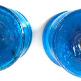 Blown Glass Blue Candle Holders