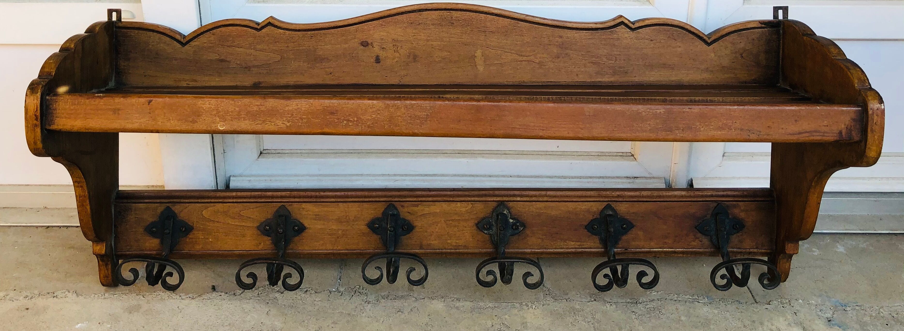 Old wooden wall coats door with six floors