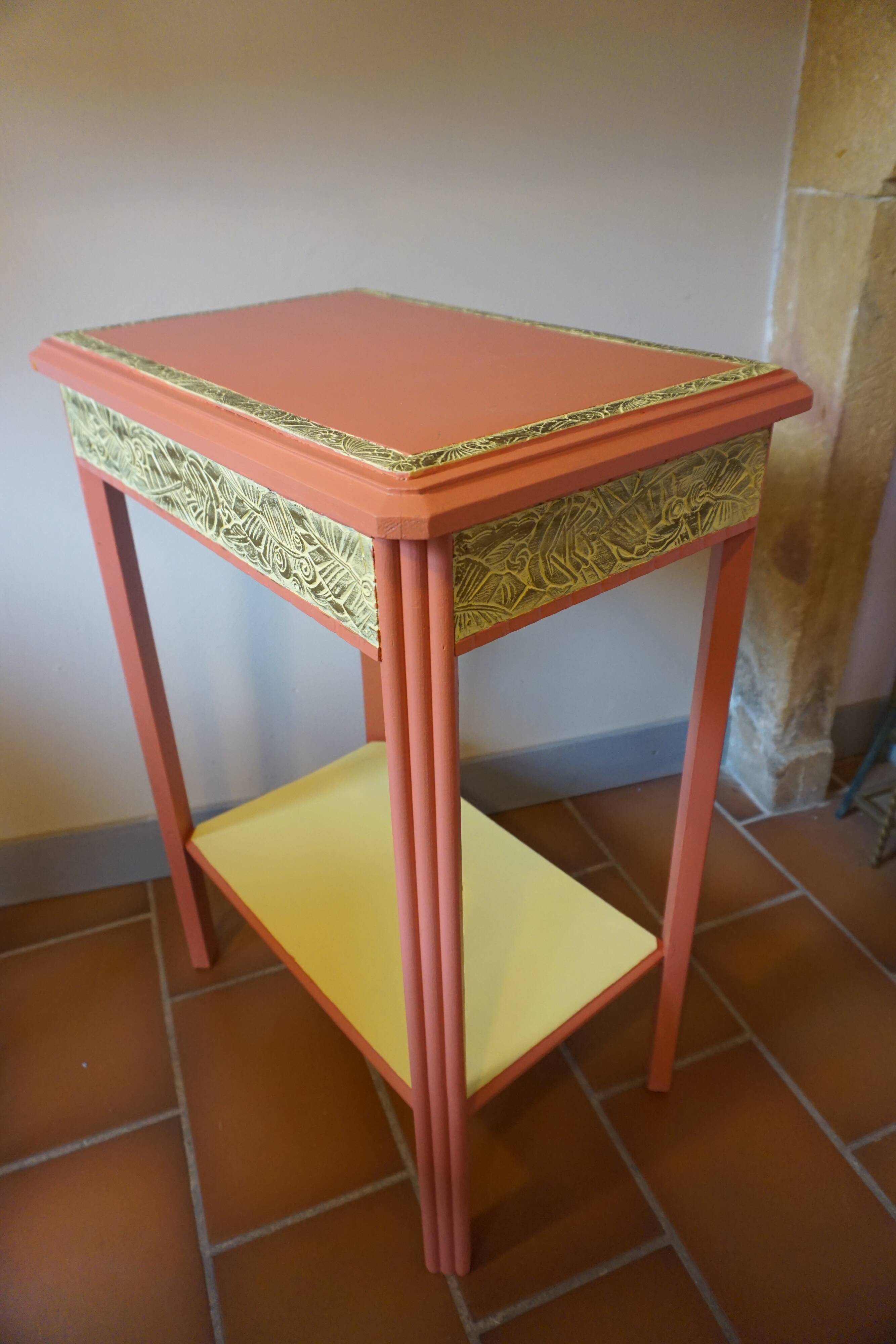 Art Deco painted wood side table - 1930s