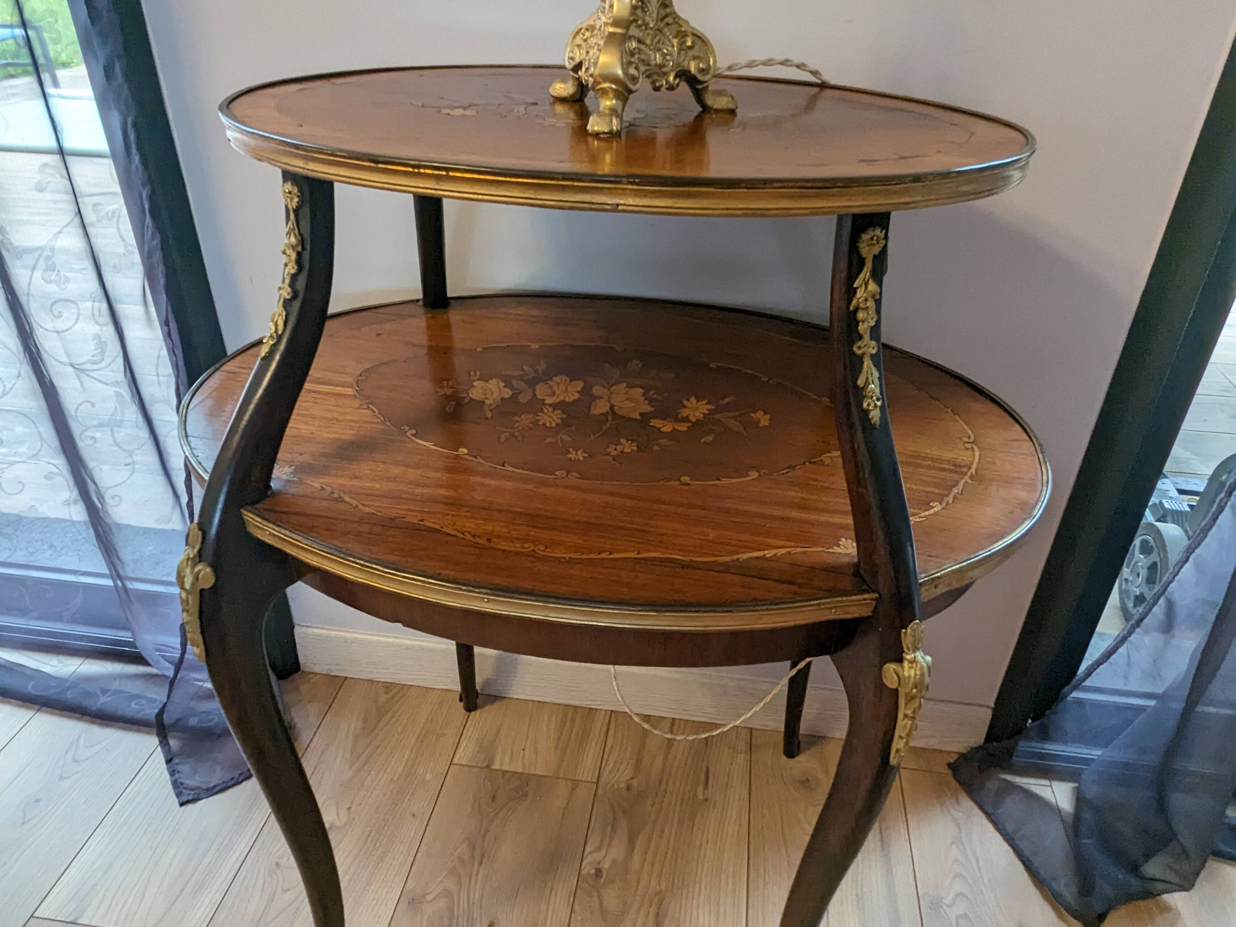 Louis XV style inlaid tea table 19th