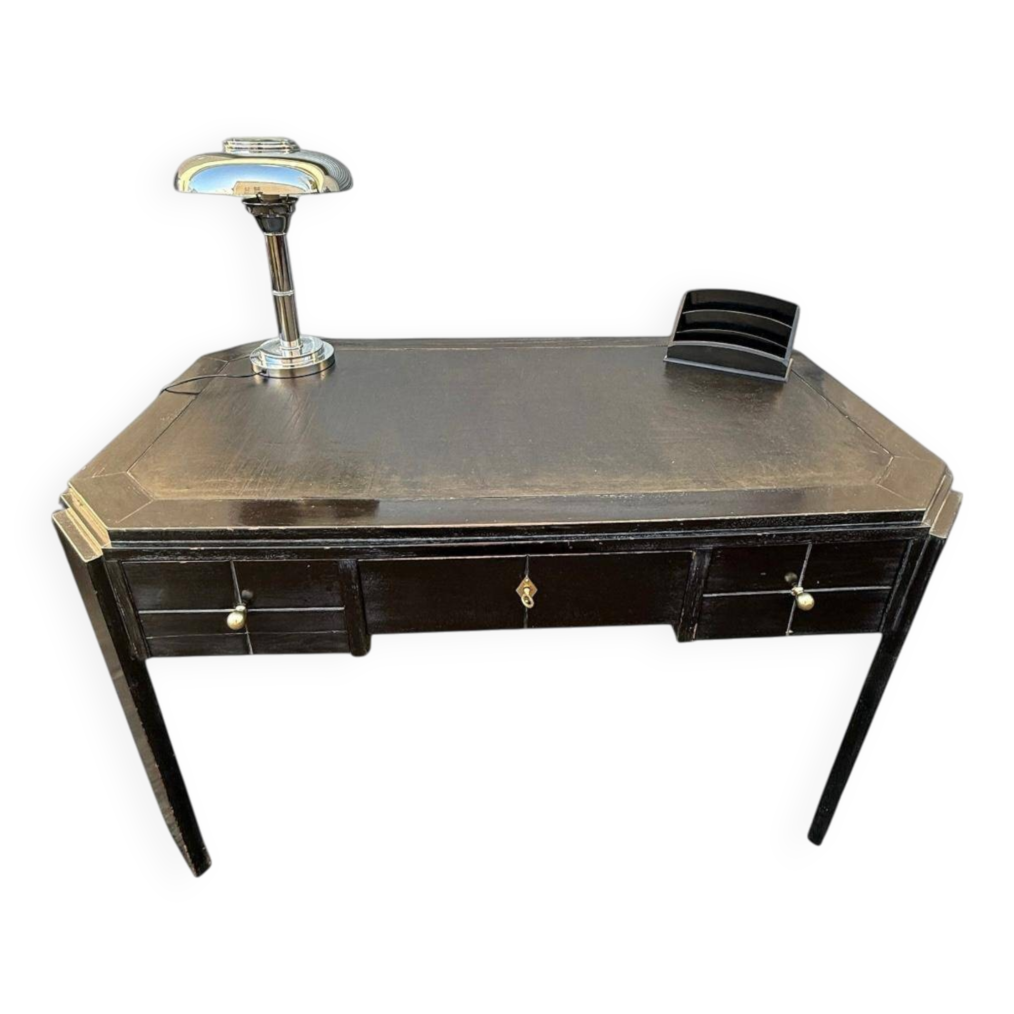 Bureau Art Déco en Chêne Teinté. 133/74 cm.