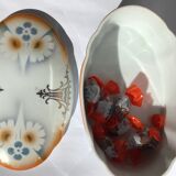 Bonbonnière porcelaine ovale décorée