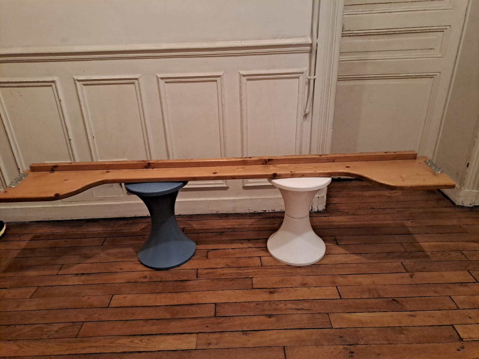 Vintage pine interior bed for two people