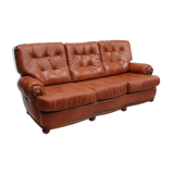 20th Century 3-Seater Sofa — Leather & Wood — Timeless Scandinavian-Inspire