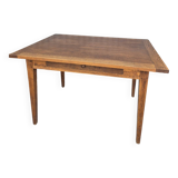 Antique rustic farmhouse table in solid oak with one drawer - 1m15
