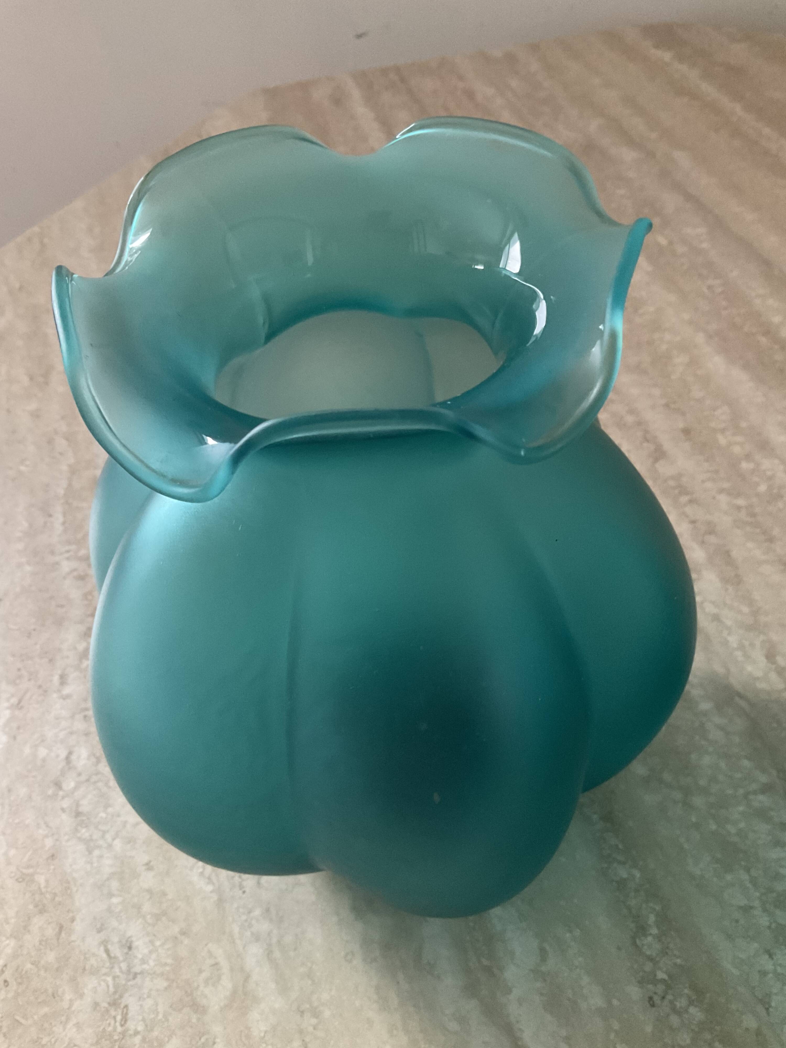Pair of vintage vases in turquoise glass paste