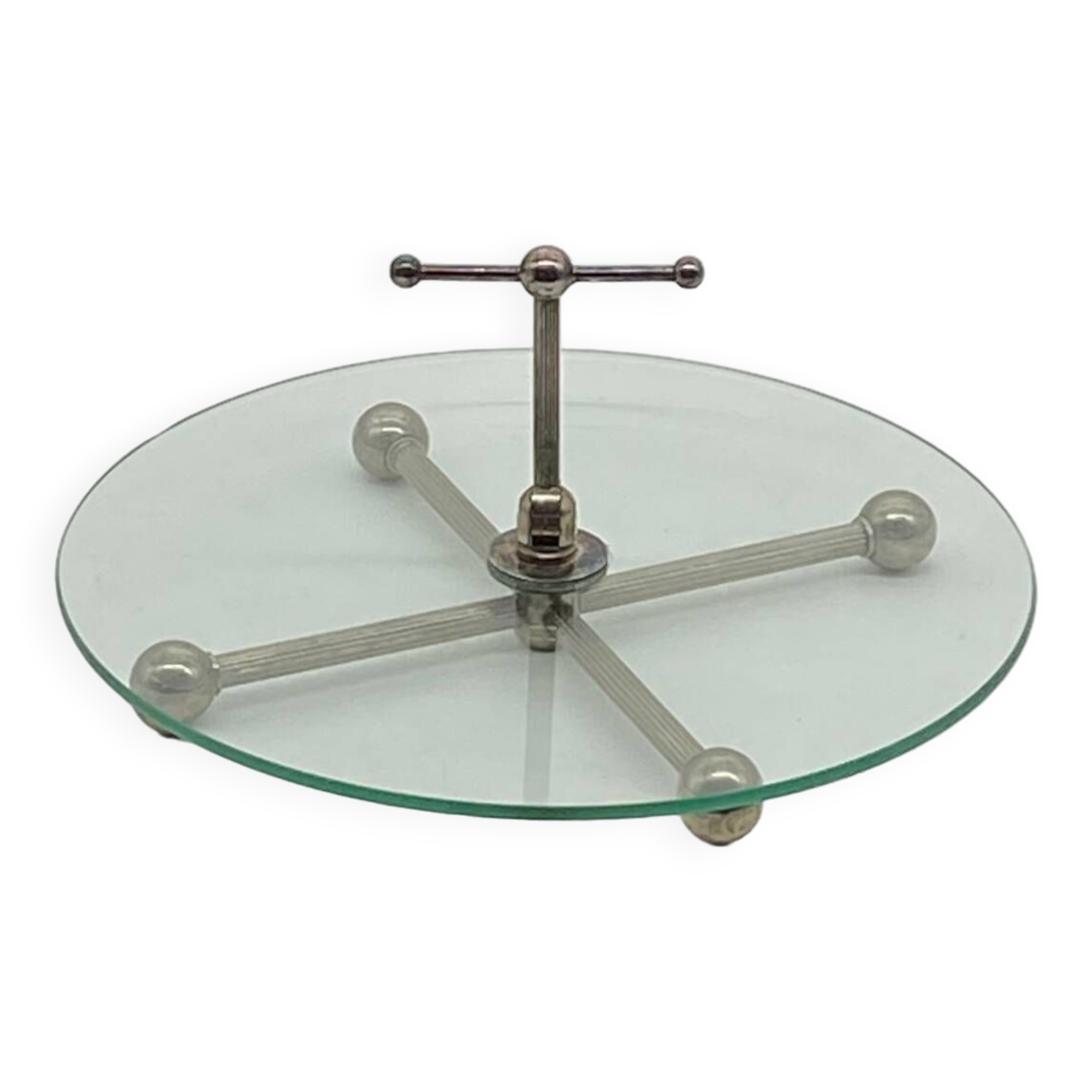 Vintage glass and silver metal presentation / service tray