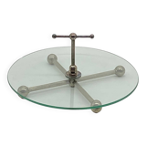 Vintage glass and silver metal presentation / service tray