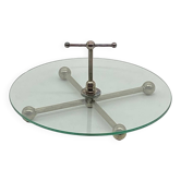 Plateau de présentation / service verre et métal argenté vintage