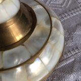 Brass and mother-of-pearl candle holder