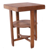 Old art deco pedestal table in burmese teak