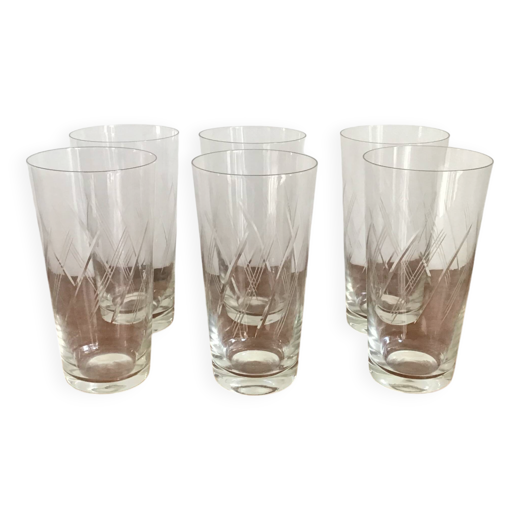 6 antique crystal water glasses