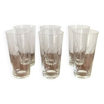 6 antique crystal water glasses