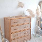 Vintage rattan chest of drawers