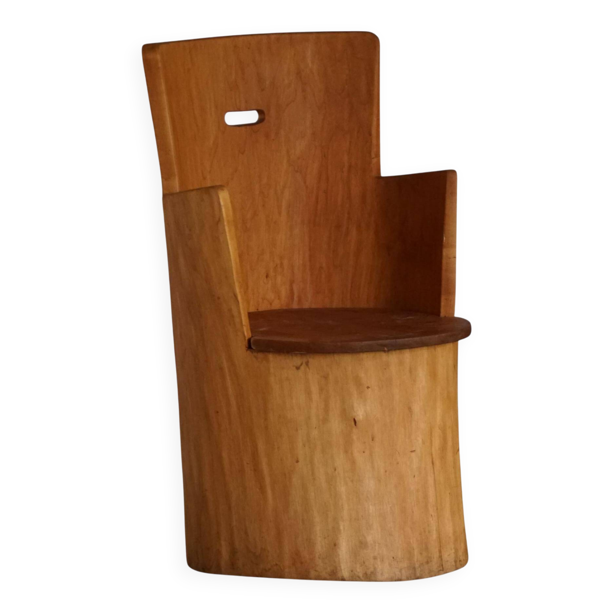 Brutalist Sculptural Trunk Armchair from the Mid-Century in Solid Pine, Swedish, 1960