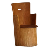 Brutalist Sculptural Trunk Armchair from the Mid-Century in Solid Pine, Swedish, 1960