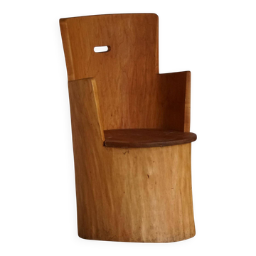 Brutalist Sculptural Trunk Armchair from the Mid-Century in Solid Pine, Swedish, 1960