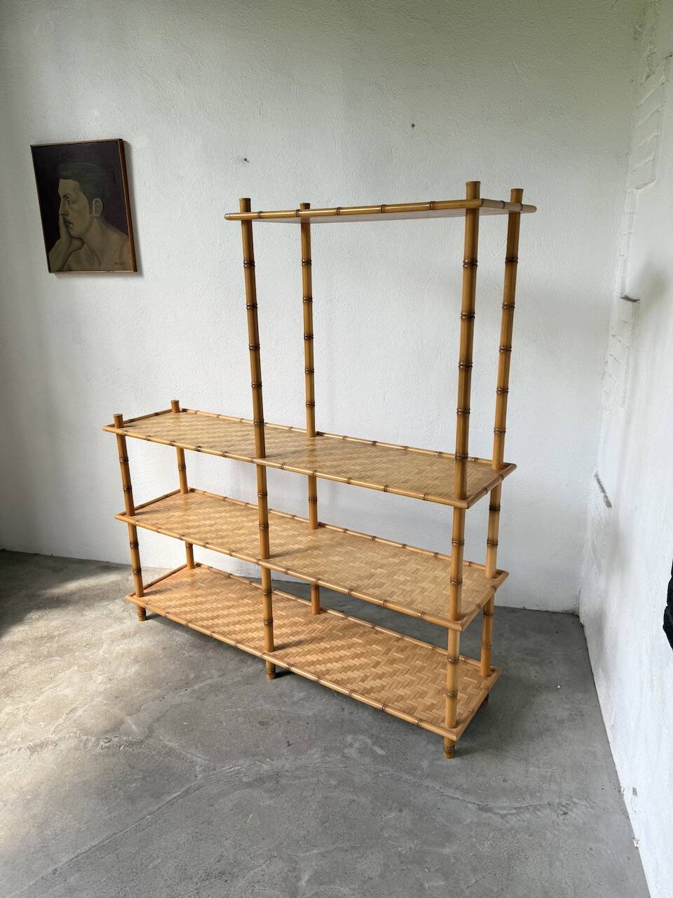 Large rattan shelf 1960