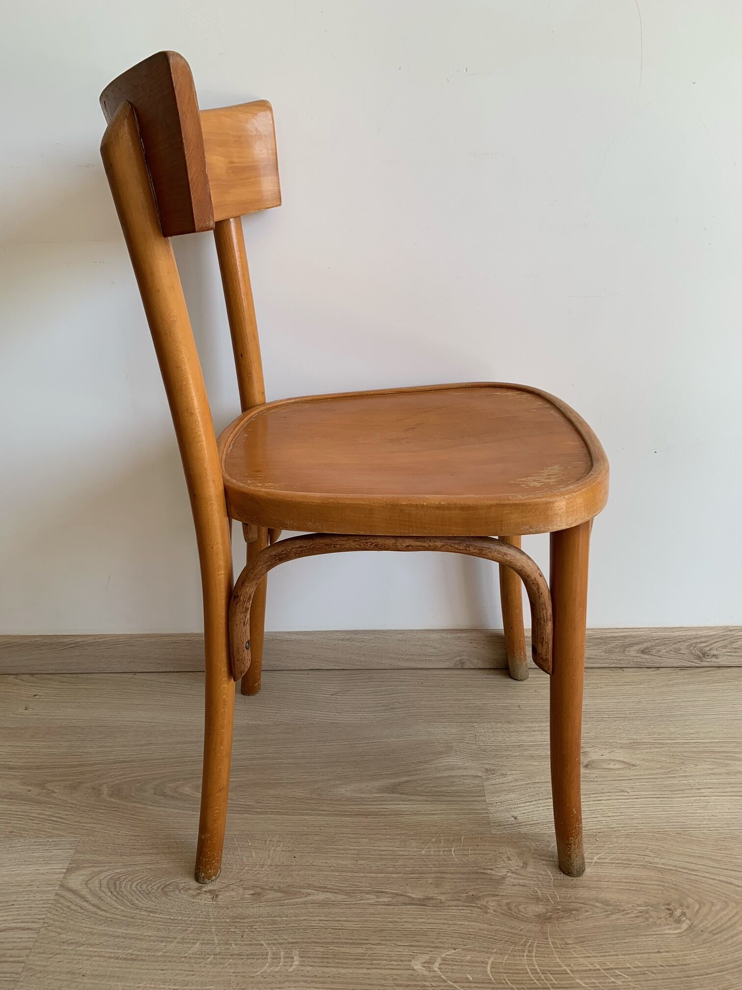 Set of 4 vintage wooden bistro chairs