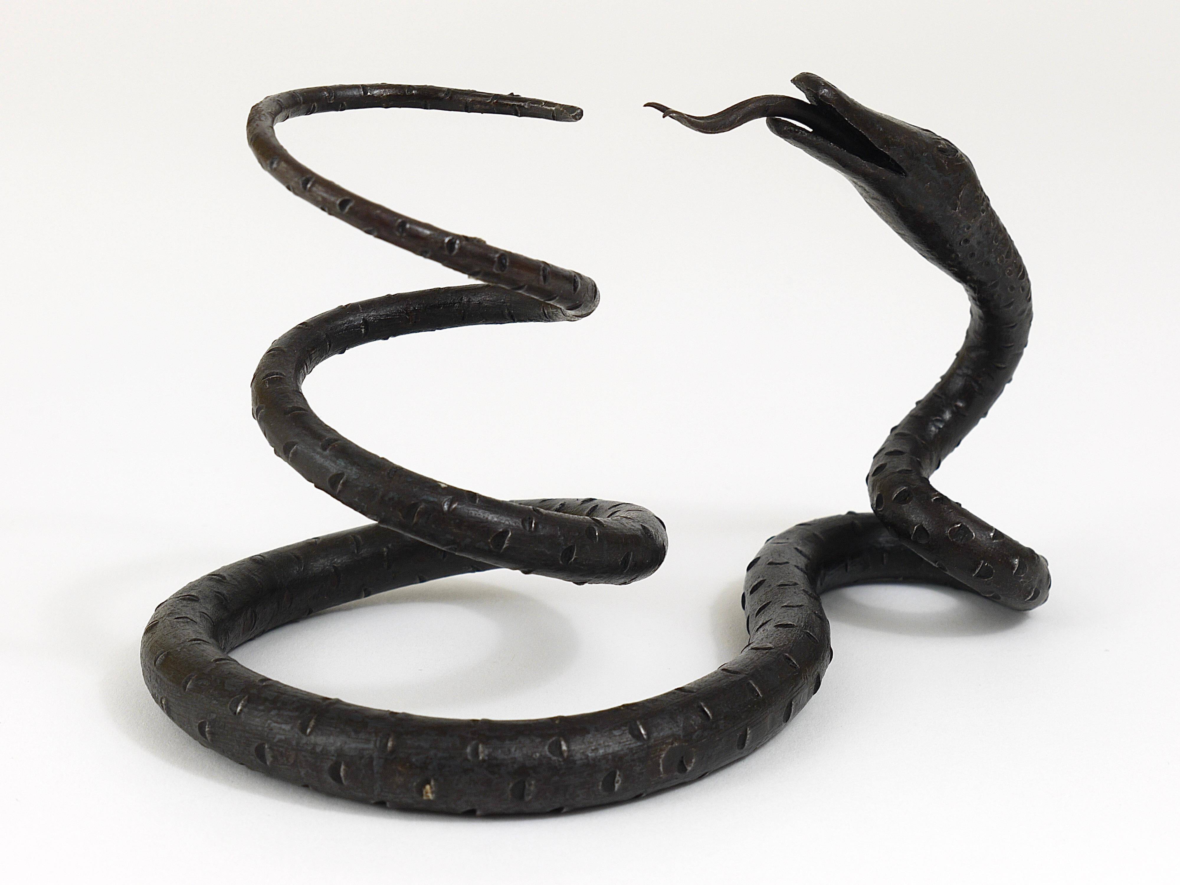 Sculpture of a serpent or wrought iron serpent in the style of Edgar Brandt, Austria, 1920s.