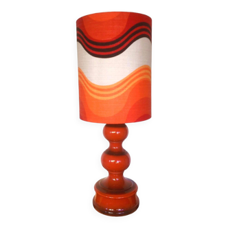 Lampe en céramique orange et tissu, 1970's