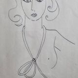 Fashion sketch (accessories), original drawing, signed by Jean Eden, 60s-70s