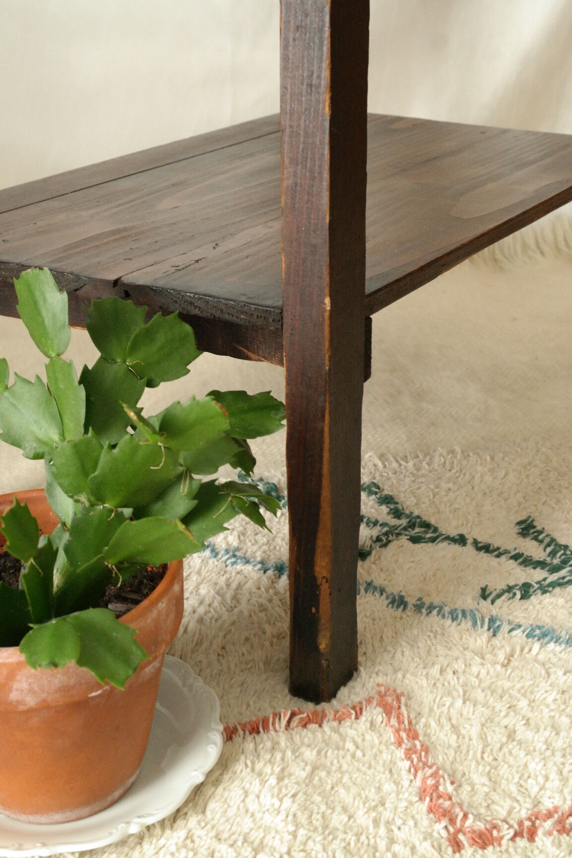 Old country side table in waxed wood