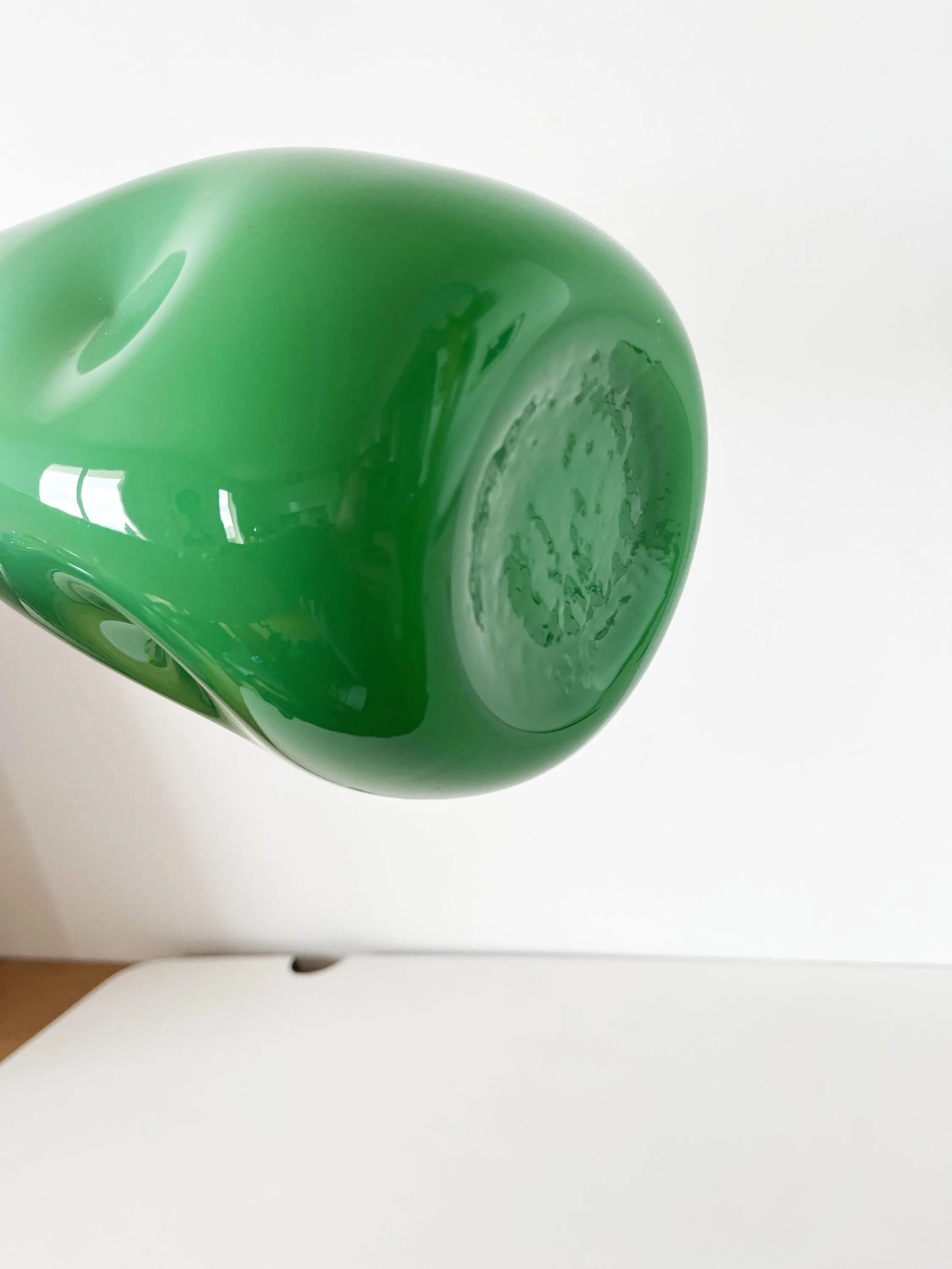 Green opaline Italian bottle 1960 EMPOLI